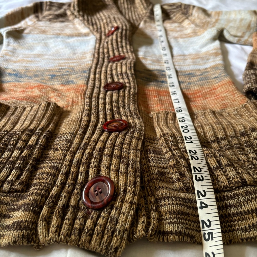 Fashion Import brown tones Colorblock Vintage Knit Cardigan Sweater Size M - Picture 8 of 8